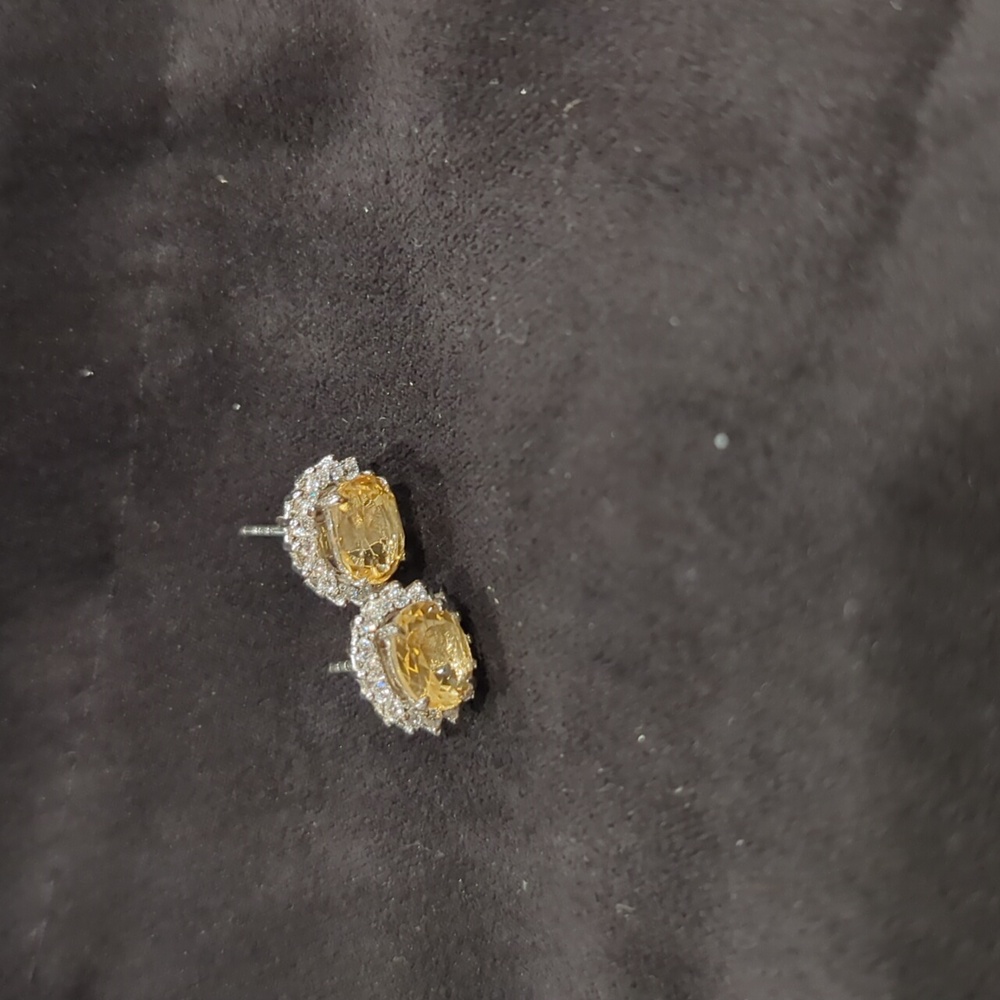 NEW David Sigal Sterling silver oval gem stud earrings